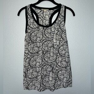 Forever 21 Black and White Swirl Print Silk Tank Top